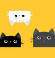 cat set kitten in the corner black white gray vector image vector image