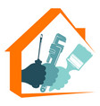 onstruction repair tool in hands and house roof vector image