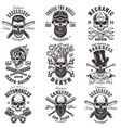 skull monochrome emblems vector image vector image