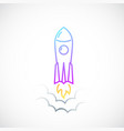 rocket simple icon with flame and smoke colored vector image vector image