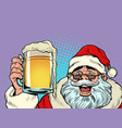 santa claus with a beer mug pub or bar a fun vector image vector image