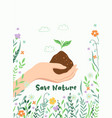 postcard or poster with a handful of earth vector image
