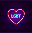 lgbt heart neon vector image vector image