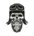 biker skull sketch in helmet and glasses vector image vector image