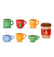 christmas tea cups coffee mug vector image vector image