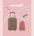suitcase bag glasses and plane set colorful vector image