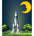 a rocket going to the sky with sleeping moon vector image vector image
