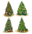box gifts under fir-tree at new year or xmas eve vector image vector image