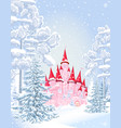 castle forest snow night winter vector image