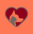 flat icon on background cat dog heart vector image vector image