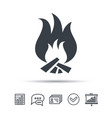fire icon blazing bonfire flame sign vector image