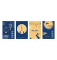 greeting card set for mid autumn festival chinese vector image