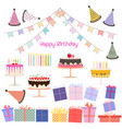 happy birthday party elements vector image