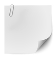 white note paper with metallic clip vector image