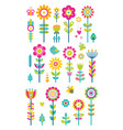 set of springtime flowers bees butterflies birds vector image