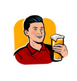 man with beer mug retro comic pop art vector image vector image