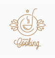 Home cooking watercolor logo with ladle on white Vector Image