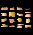 set of golden style brush strokes design element vector image