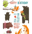 birthday with forest animals mothers and babies vector image vector image