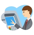 businessman using atm machine vector image