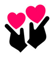 hands with hearts icon two-tone silhouette vector image