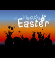 happy easter concept of eggs and cute bunny vector image