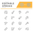 set line icons of electric and hand tool vector image vector image