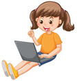 Girl on laptop Royalty Free Vector Image - VectorStock