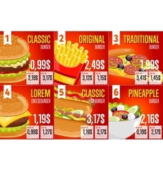 Set of Retro fast food menu Royalty Free Vector Image