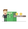 happy businessman prints wads of money vector image