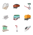 railway icons set cartoon style vector image vector image