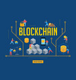 blockchain scene with minimalistic people vector image
