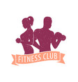 fitness club logo with athletic girl and man vector image