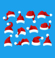 isolated santa hats claus cap red hat with plush vector image