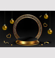 3d minimal luxury podium golden in front black vector image vector image