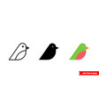 bird icon 3 types color black and white vector image