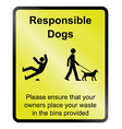 responsible dogs information sign vector image