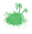 summer banner with watercolor splashes palm trees vector image