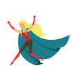 woman fluing superhero in comics costume with blue vector image