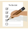 hand with pencil and check boxes vector image