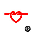 heart knot silhouette logo simple red rope vector image vector image