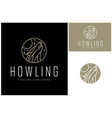 sky moon star howling wolf golden line art logo vector image