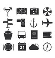 travel icons set of black icons tourism vector image