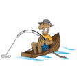 cartoon man fishing in boat vector image vector image