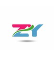 alphabet z and y letter logo vector image