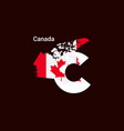 canada initial letter country with map and flag vector image