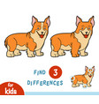 find differences education game welsh corgi vector image
