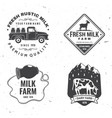 fresh rustic milk badge logo typography vector image vector image