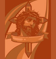 jesus face design with cross on colored background vector image