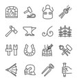 monochrome blacksmith craft handwork icon line set vector image